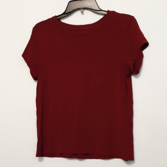 American Eagle Outfitters Tops - AMERICAN EAGLE Burgundy Short Sleeve SOFT & SEXY T-Shirt; Size M